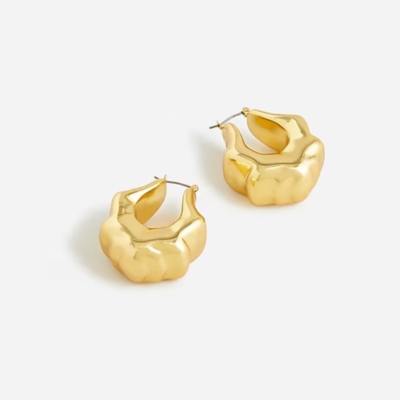 NWOT J crew burnished gold Lightweight sculpted hoop earrings - Picture 1 of 2